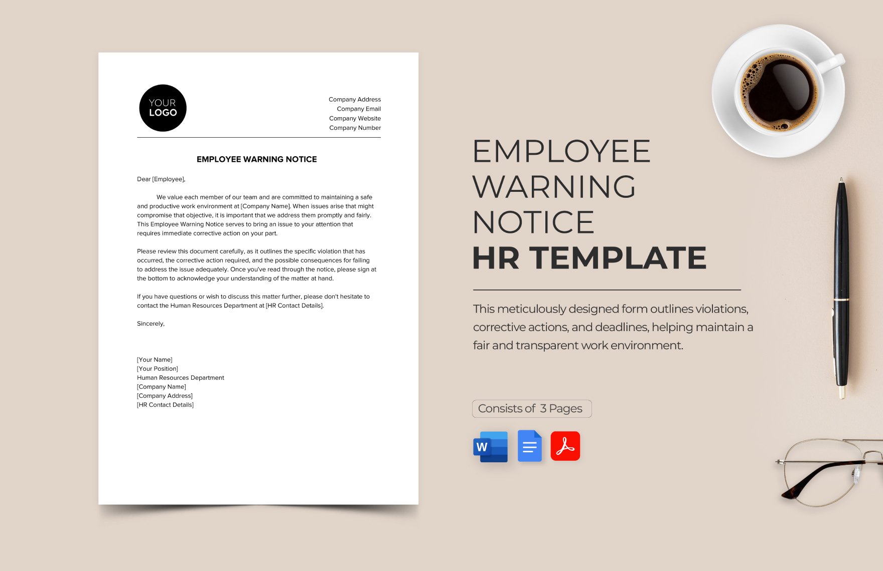 Employee Warning Notice HR Template in Word, Google Docs, PDF