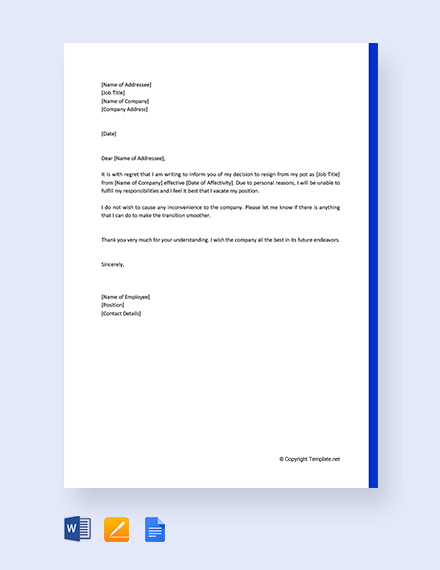 141+ FREE Resignation Letter Templates in Google Docs | Template.net