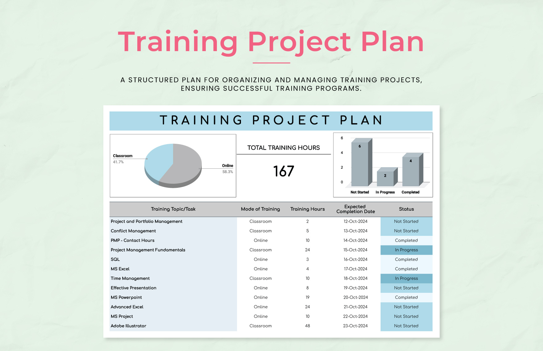 Training Project Plan Template
