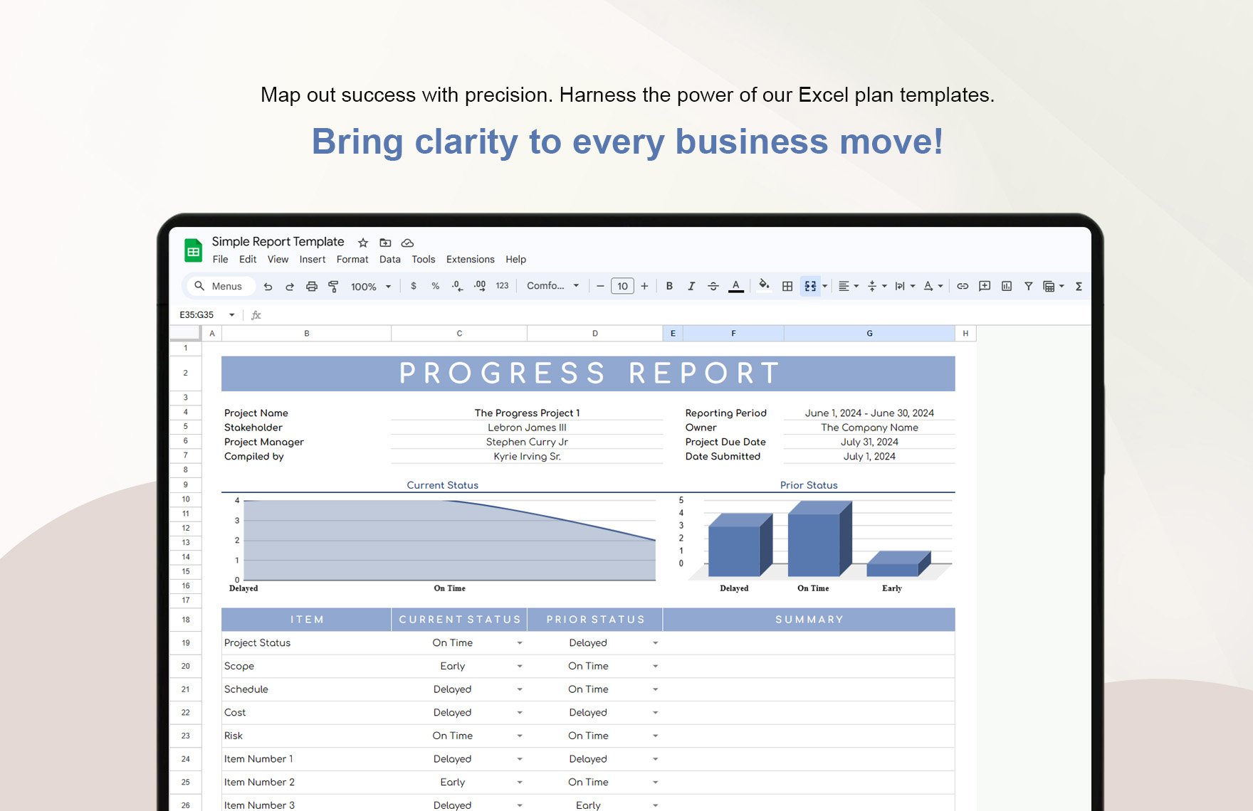 Simple Report Template in Excel, Google Sheets - Download | Template.net