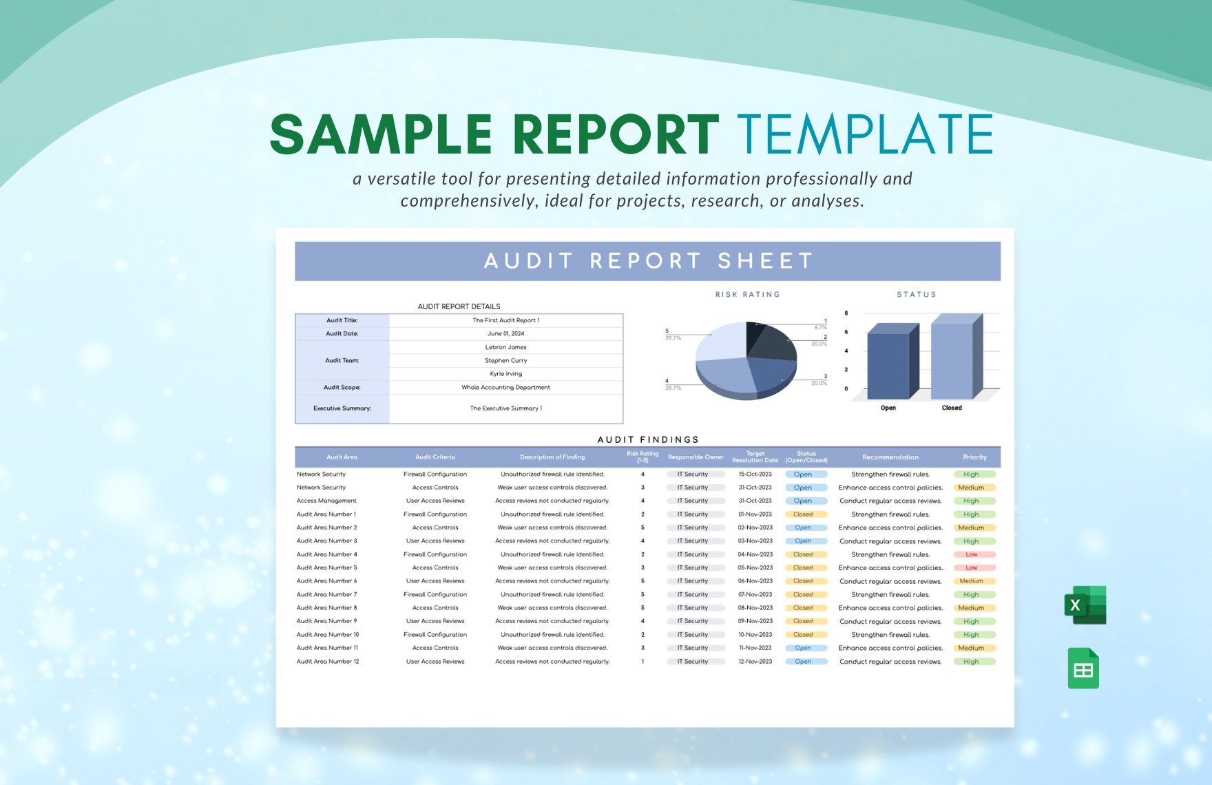 Free Sample Report Template in Excel, Google Sheets