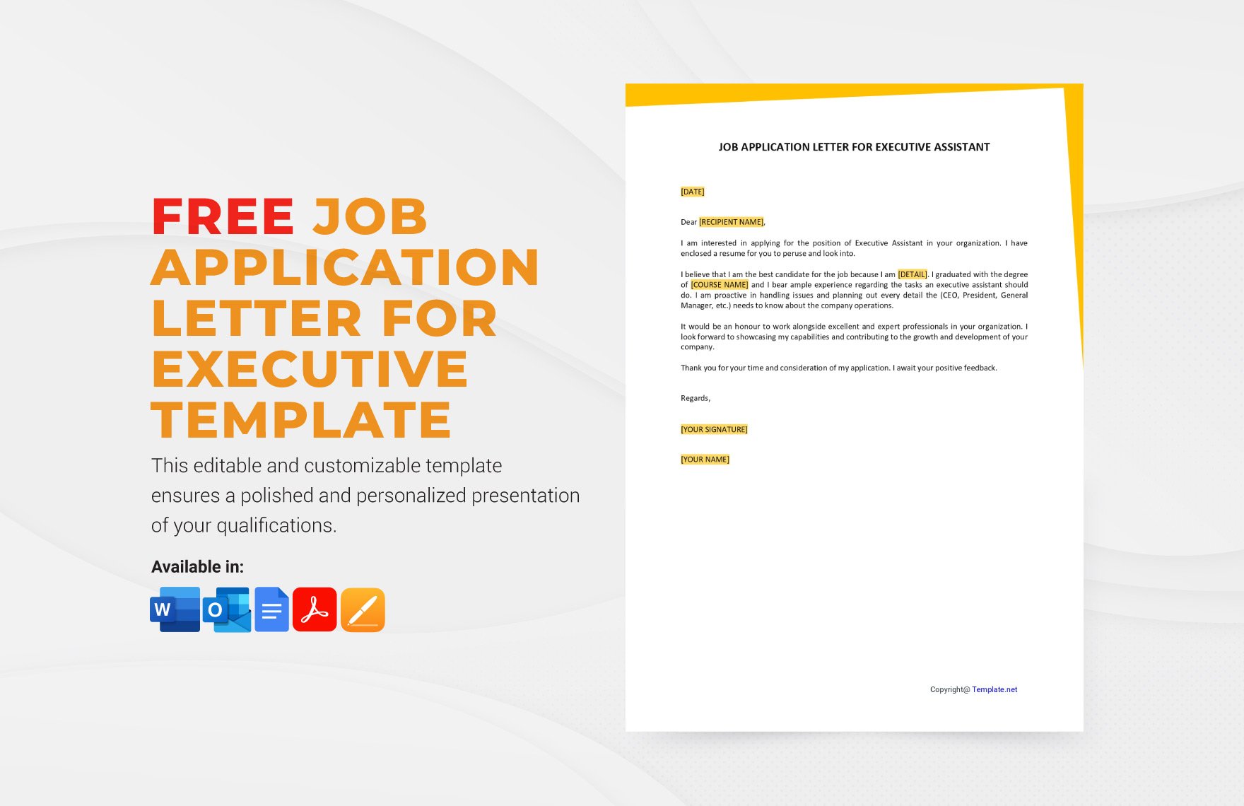 Job Application Letter for Executive Assistant