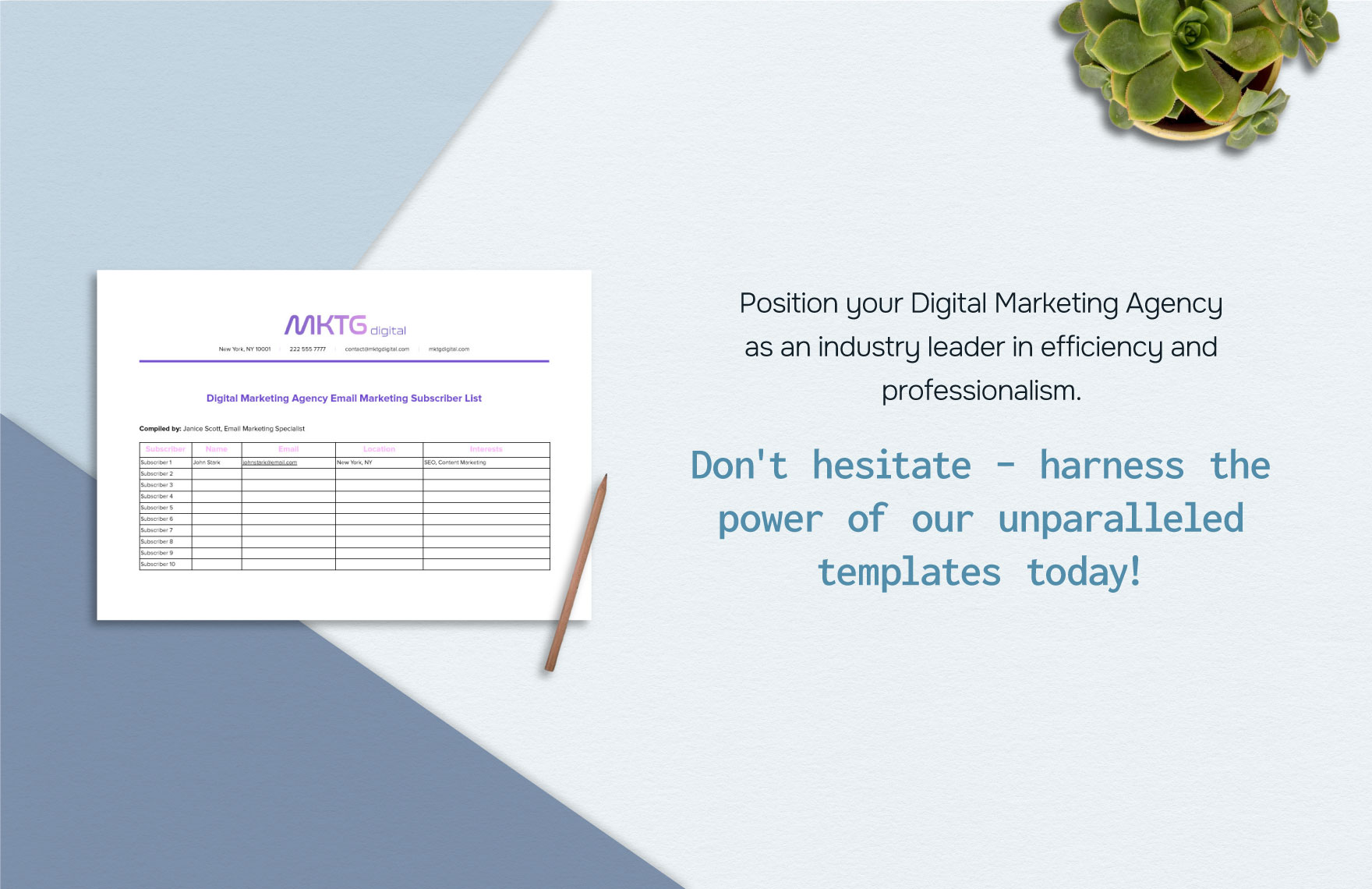 Digital Marketing Agency Email Marketing Subscriber List Template