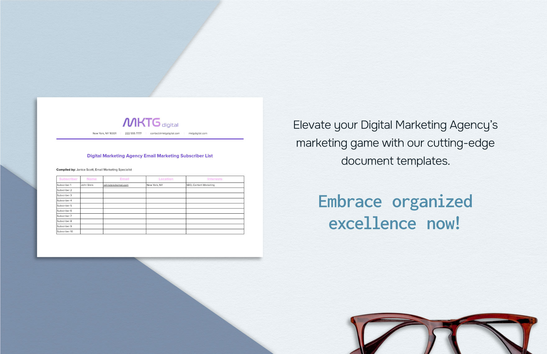 Digital Marketing Agency Email Marketing Subscriber List Template