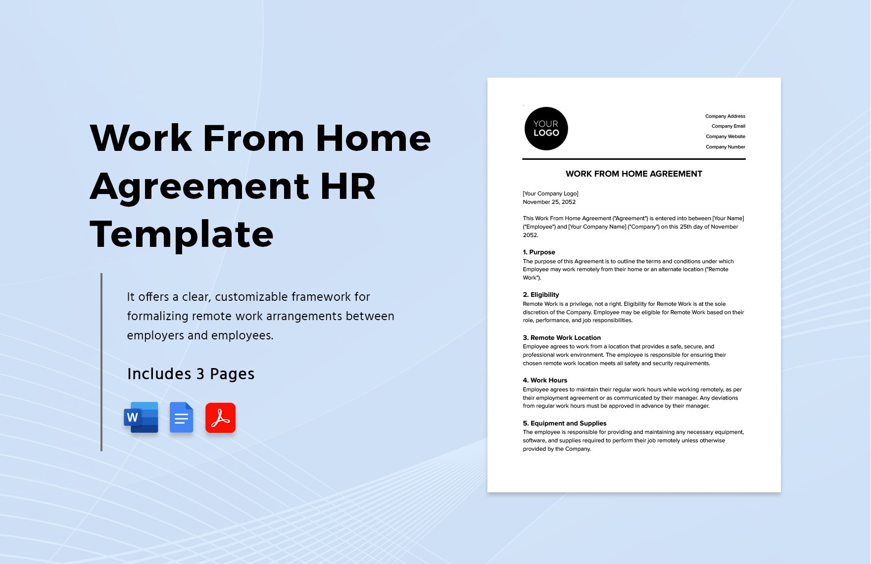 Work From Home Agreement HR Template