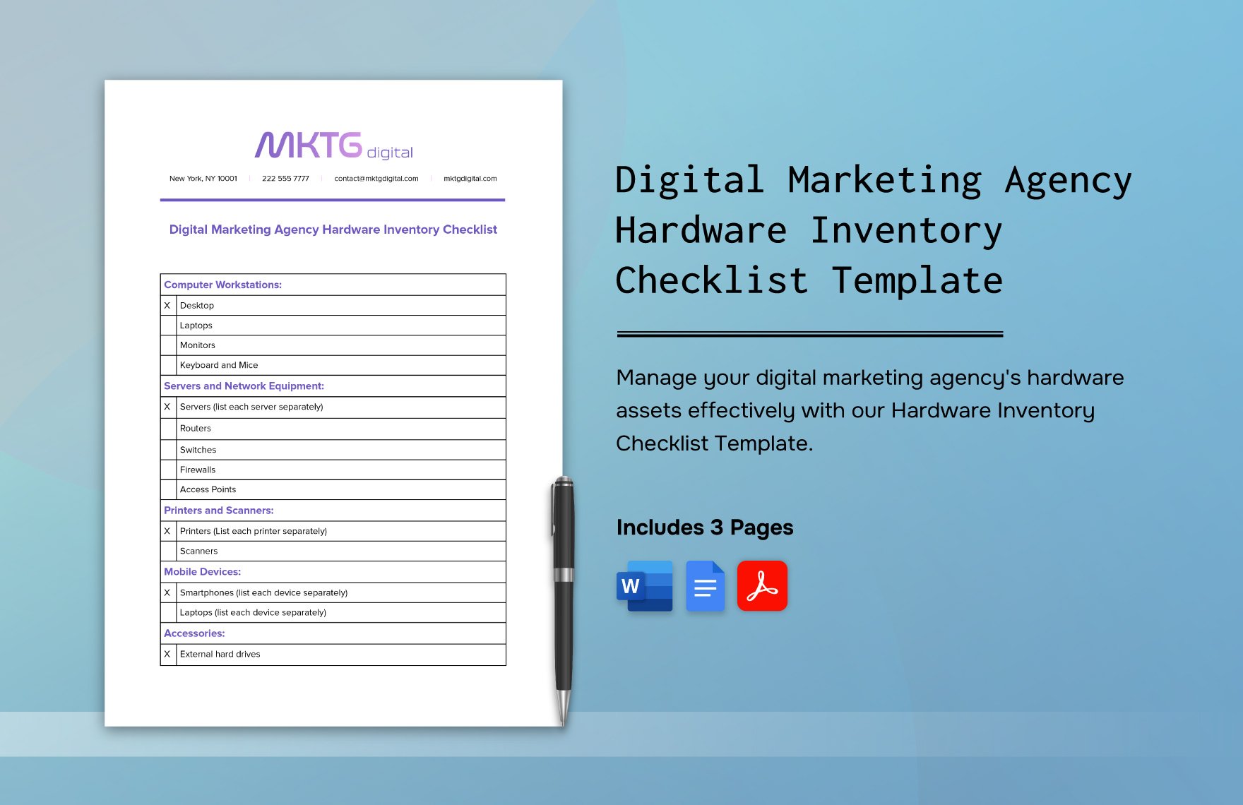 Digital Marketing Agency Hardware Inventory Checklist Template