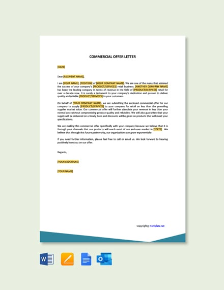 Commercial Offer Letter Template - Google Docs, Word | Template.net