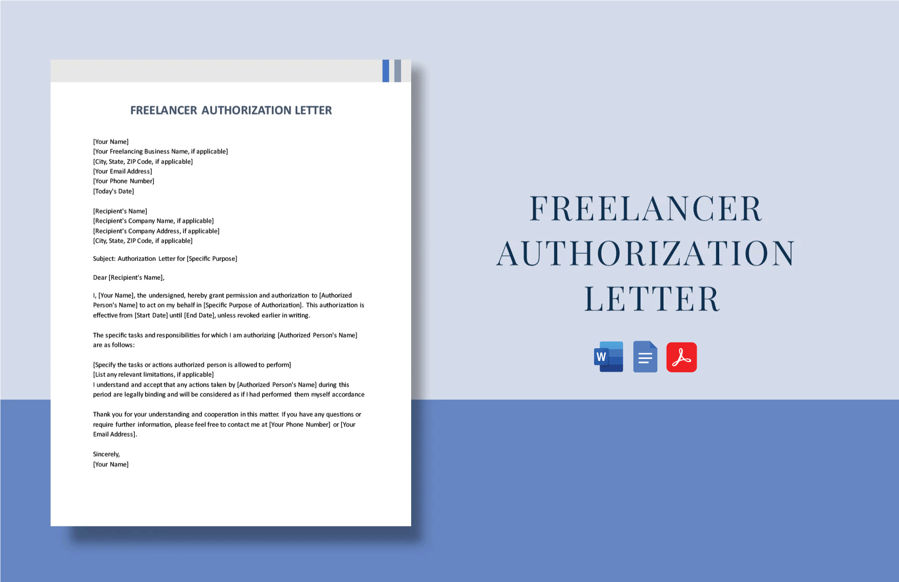 Freelancer Authorization Letter in Word, Google Docs, PDF