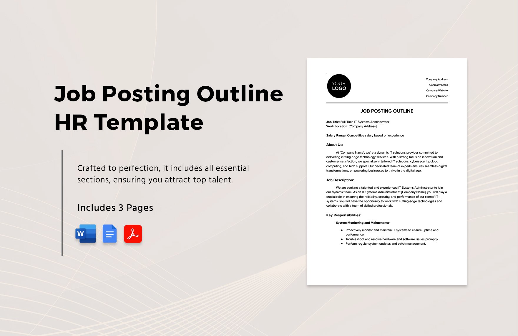 Job Posting Outline HR Template in Word, Google Docs, PDF