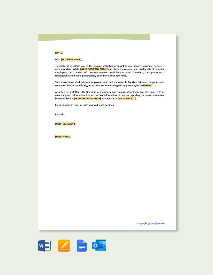Customer Service Training Proposal Letter Template