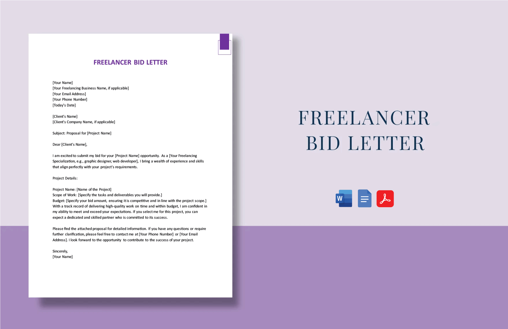 Freelancer Bid Letter in Word, Google Docs, PDF