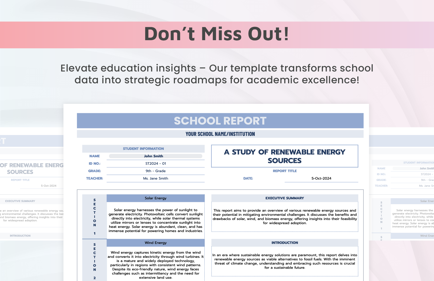 School Report Template