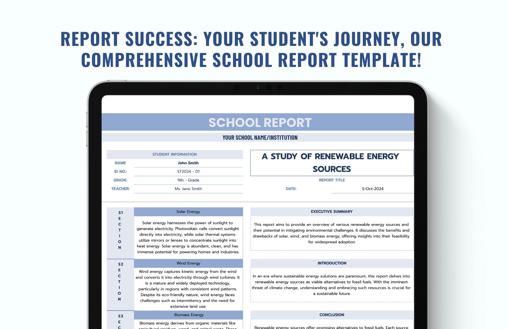 Image 9 for School Report Template Free