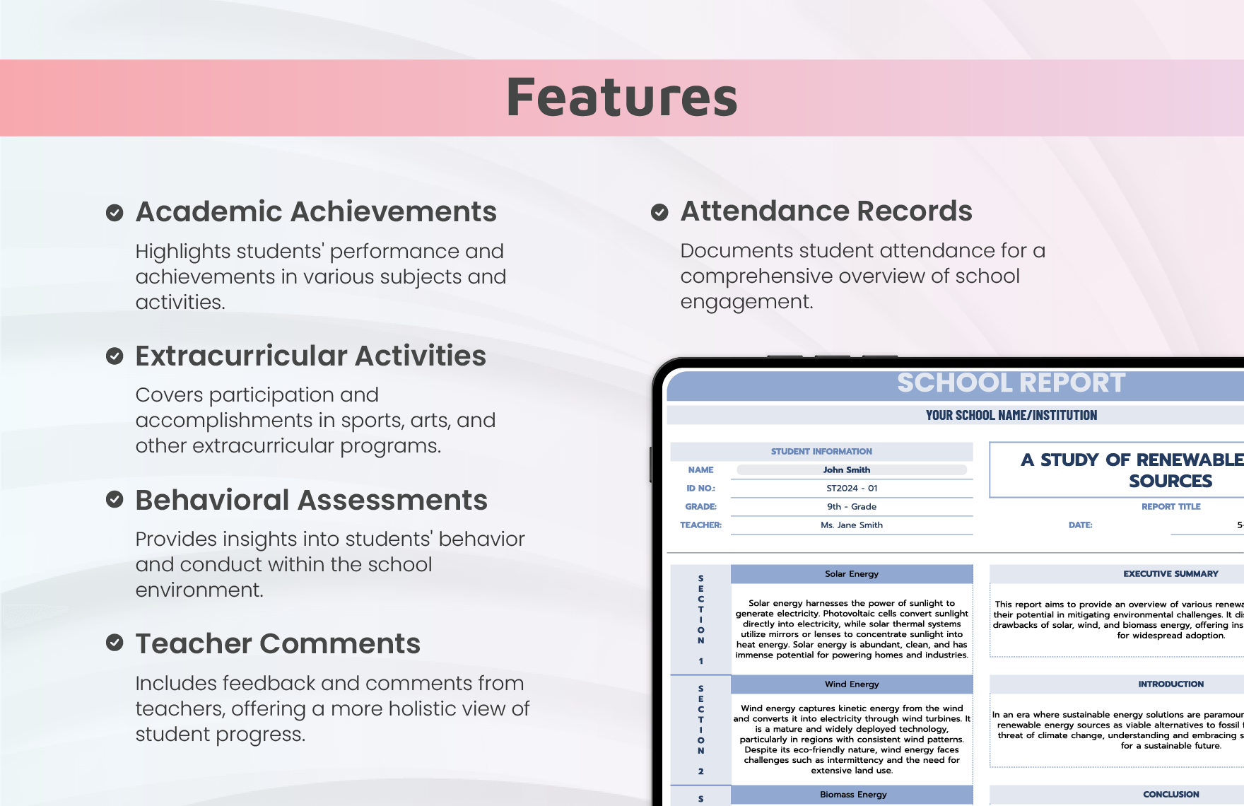 School Report Template