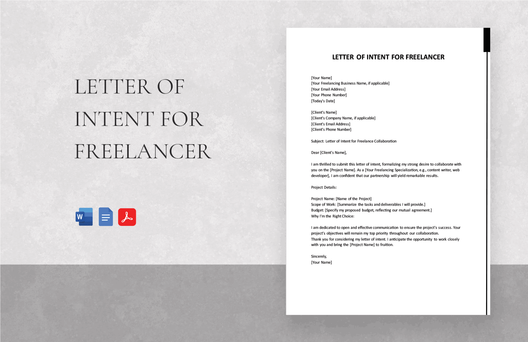 Letter Of Intent For Freelancer in Word, Google Docs, PDF