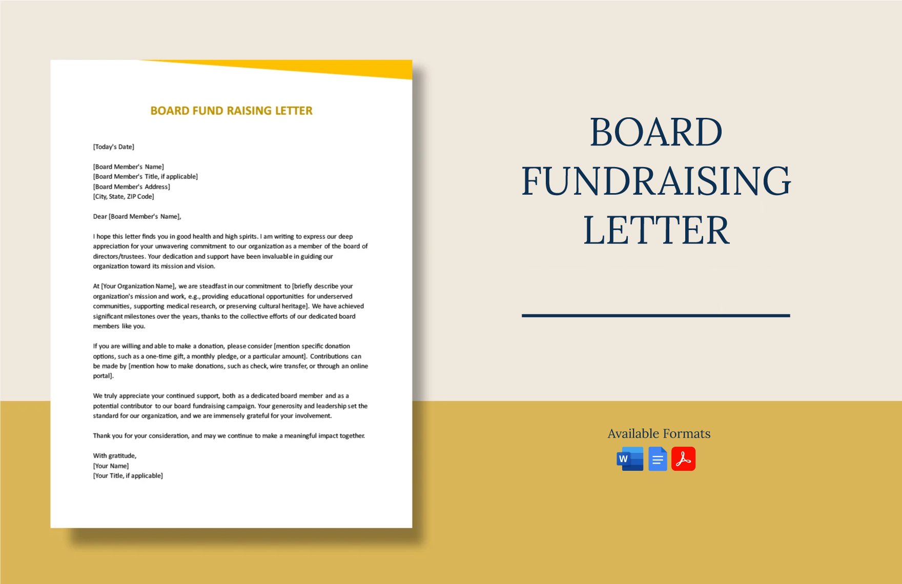 Board Fundraising Letter in Word, Google Docs, PDF