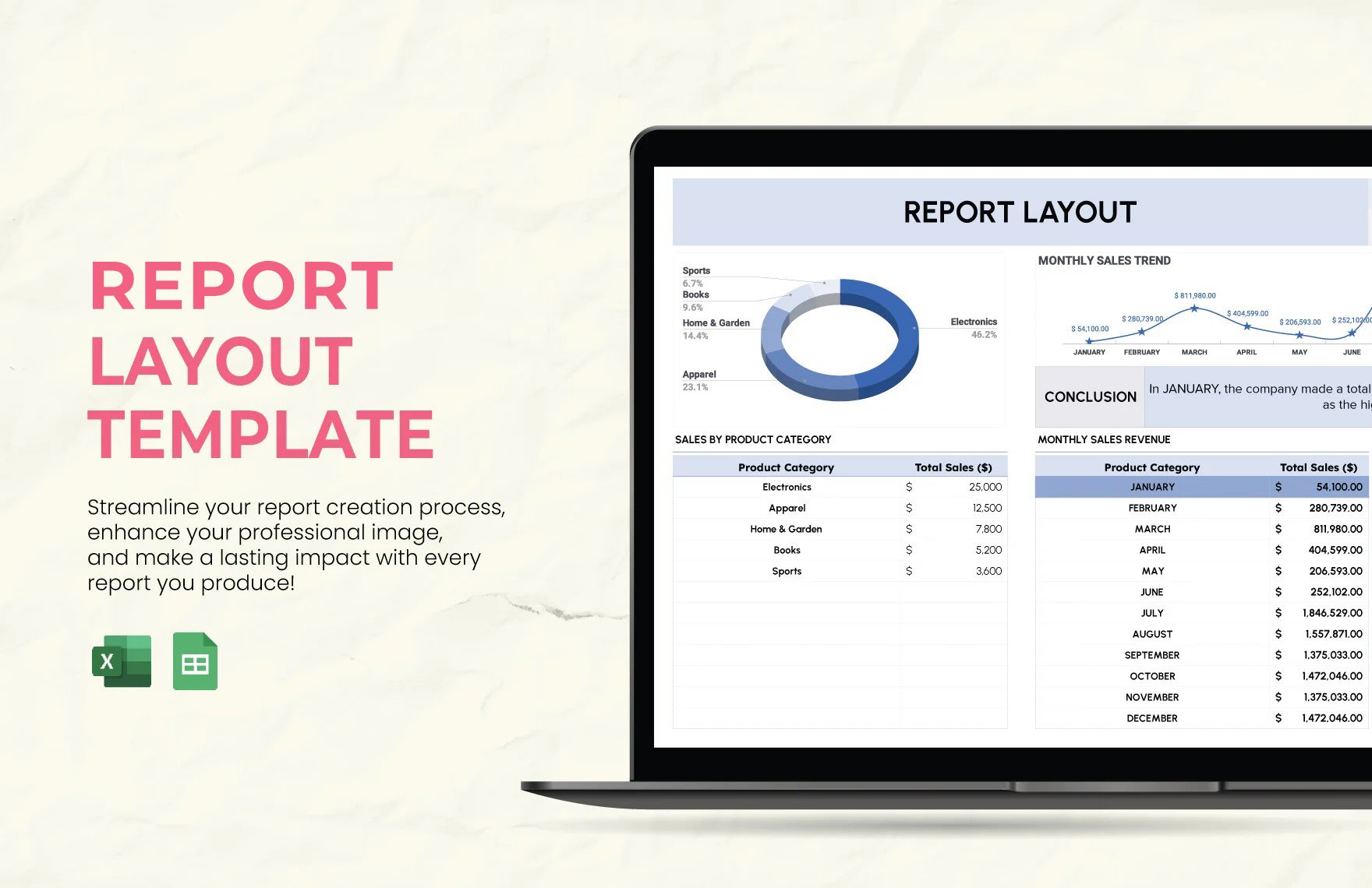 Free Report Layout Template in Excel, Google Sheets