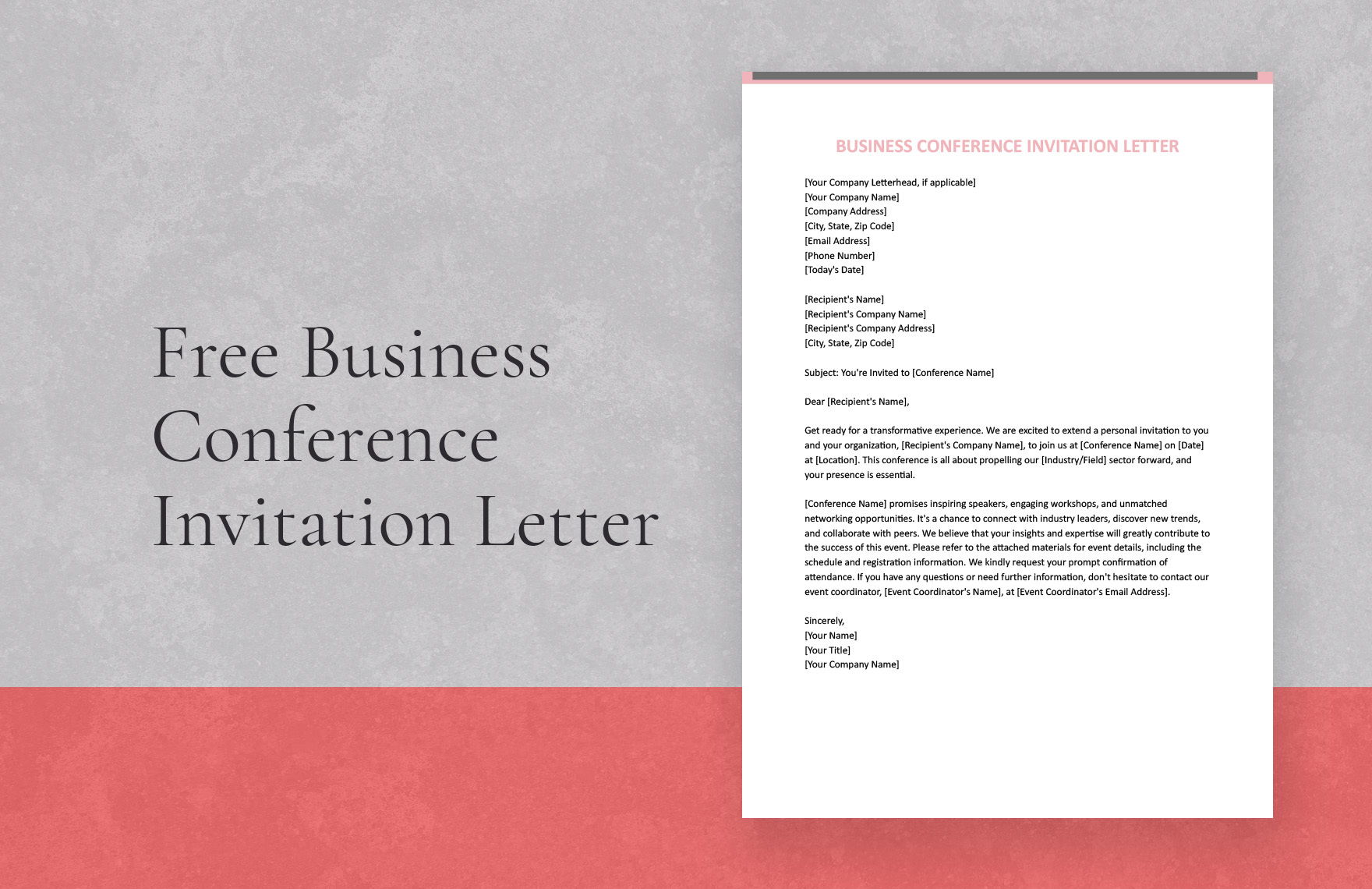 Business Conference Invitation Letter In Word Google Docs Download 