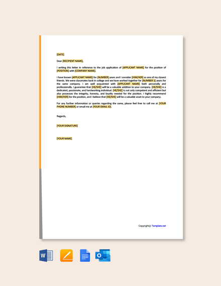 Job Reference Letter Template - Google Docs, Word | Template.net