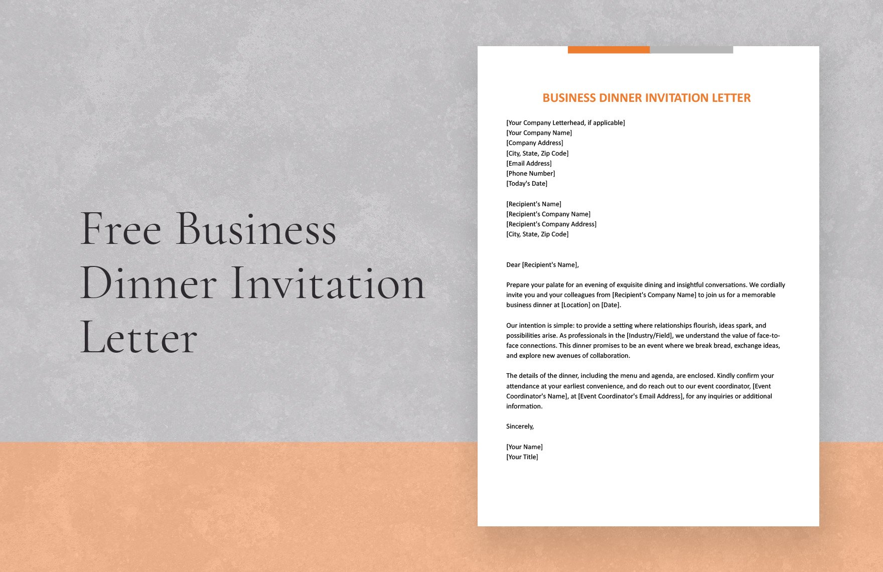 Free Business Dinner Invitation Letter
