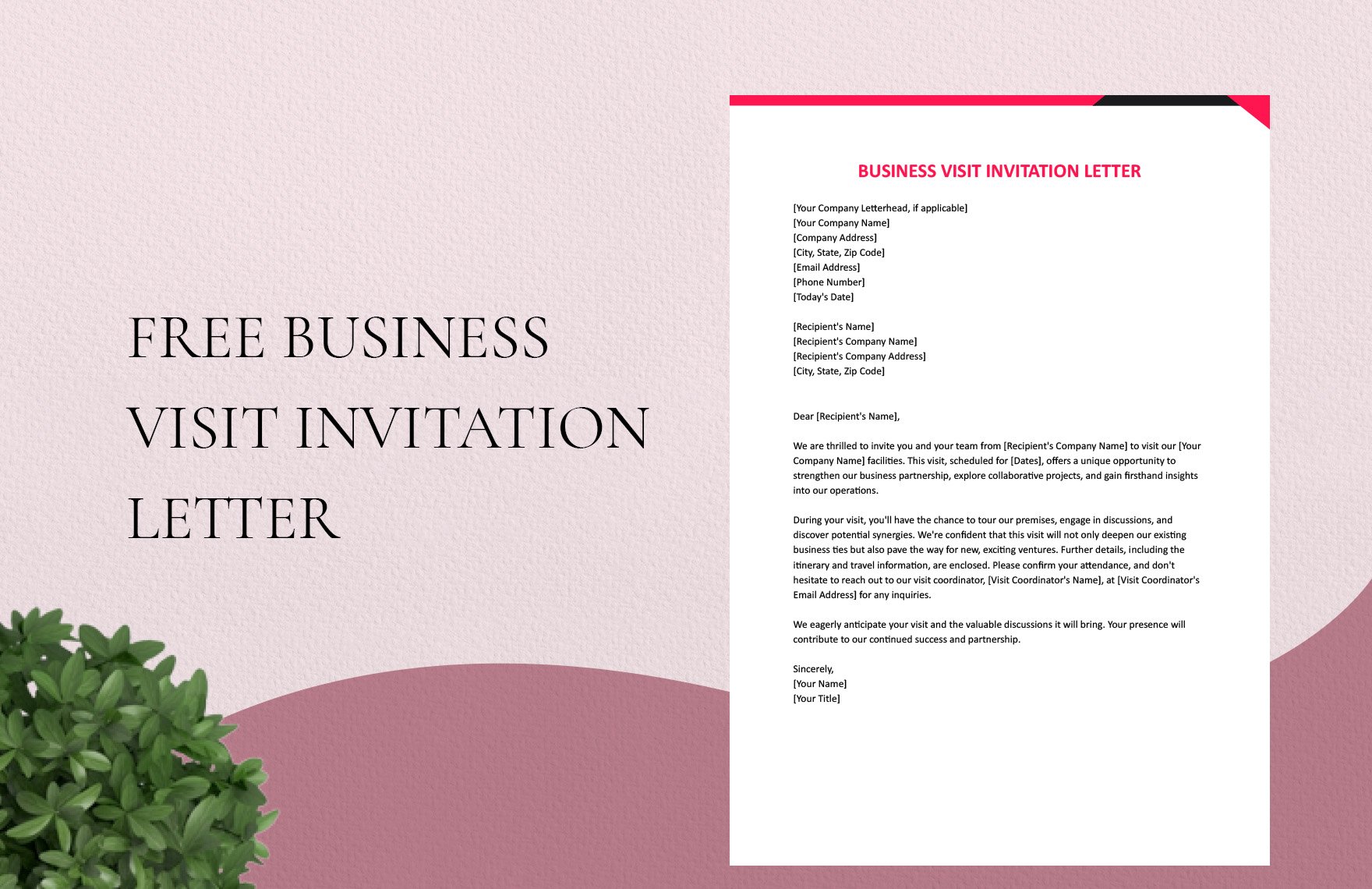 Free Business Visit Invitation Letter