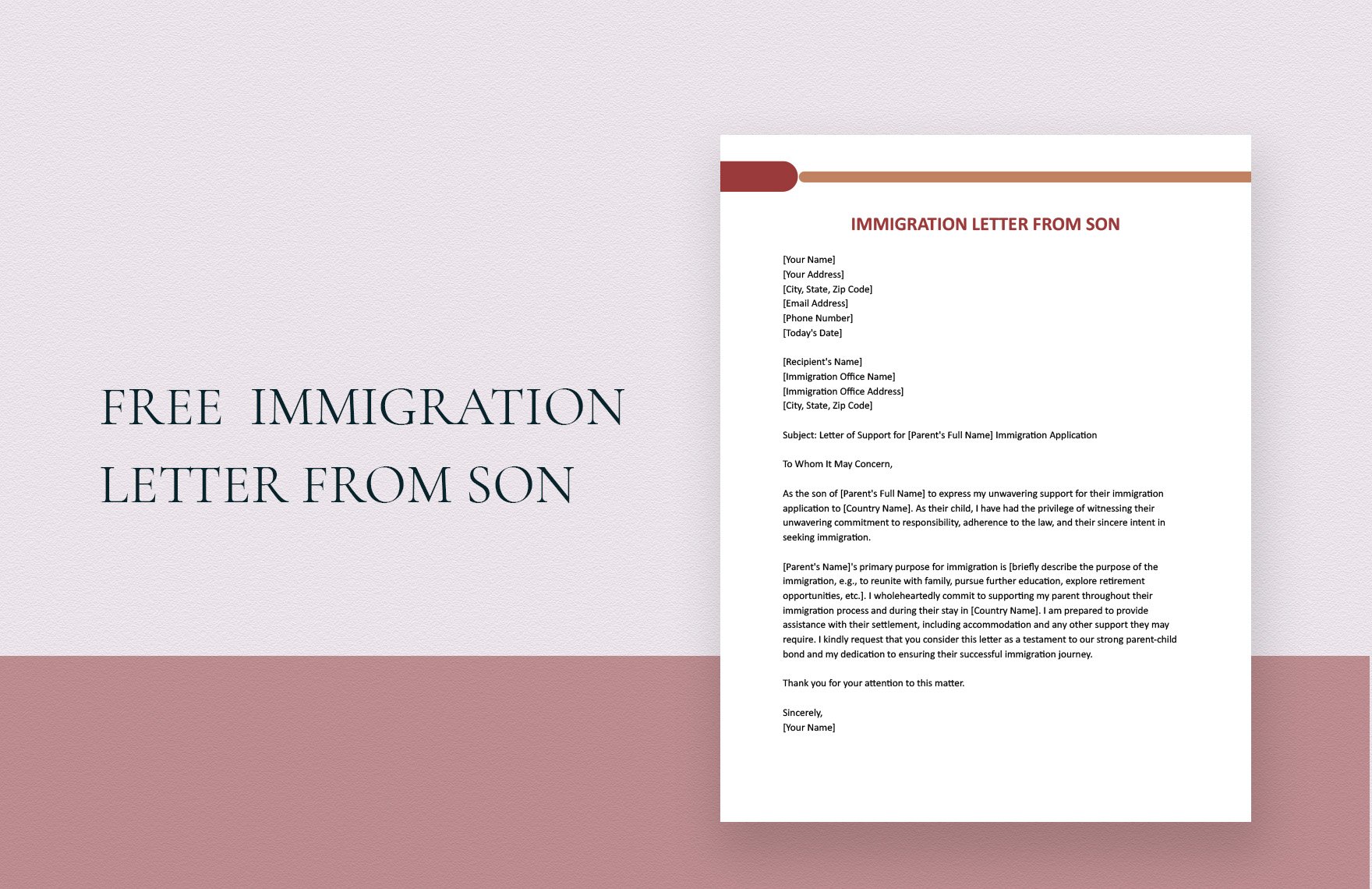 Immigration Letter From Son in Word, Google Docs