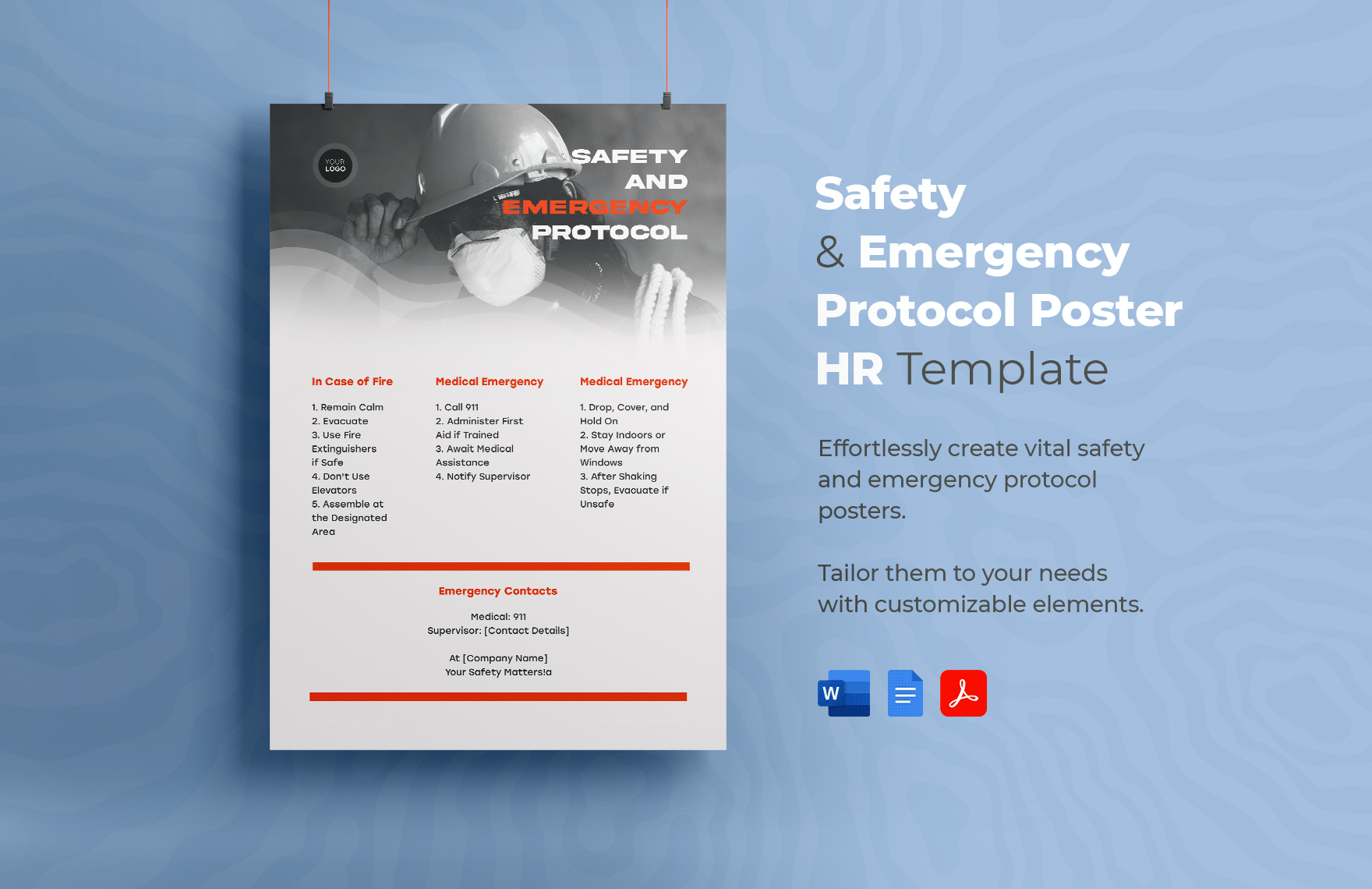 Safety and Emergency Protocol Poster HR Template