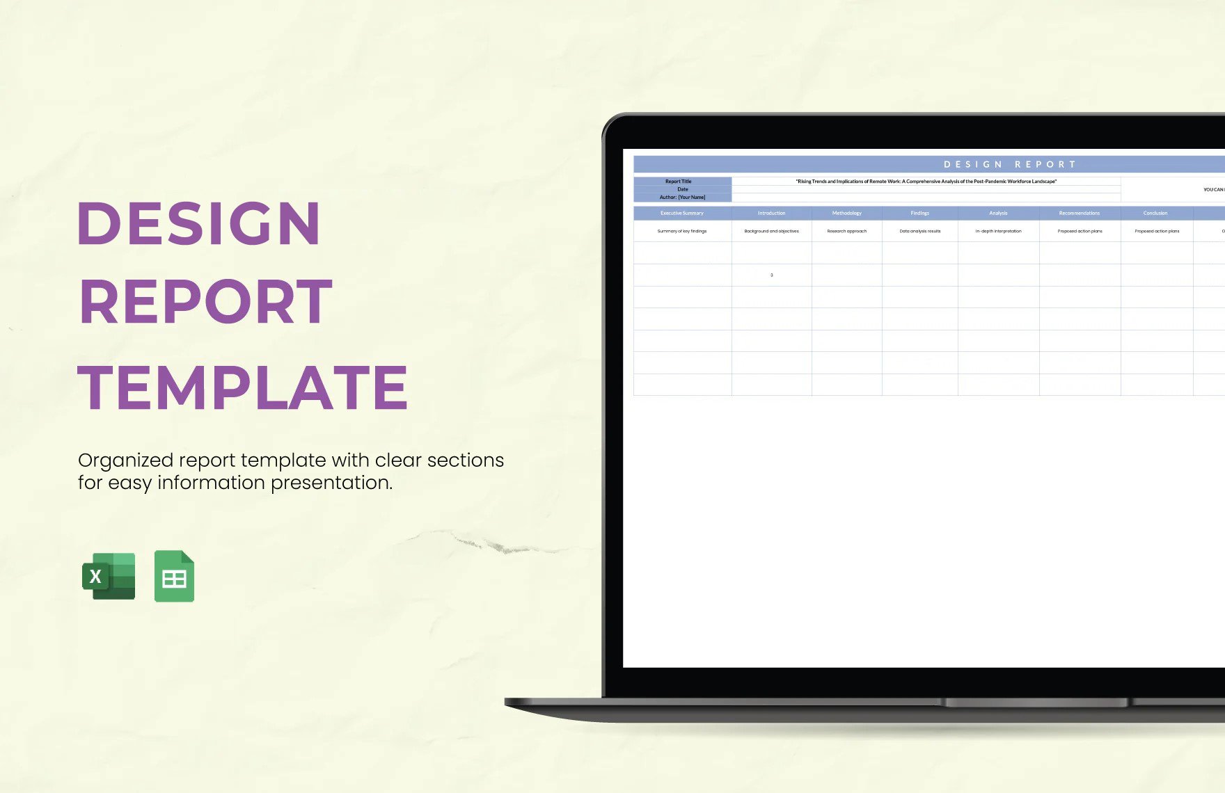 Free Design Report Template in Excel, Google Sheets