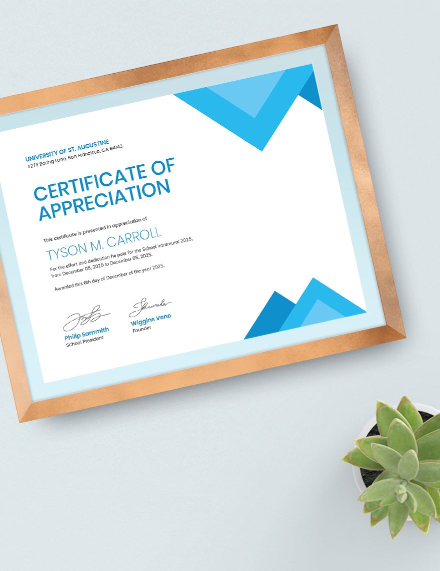 Certificate of Appreciation for Student Template
