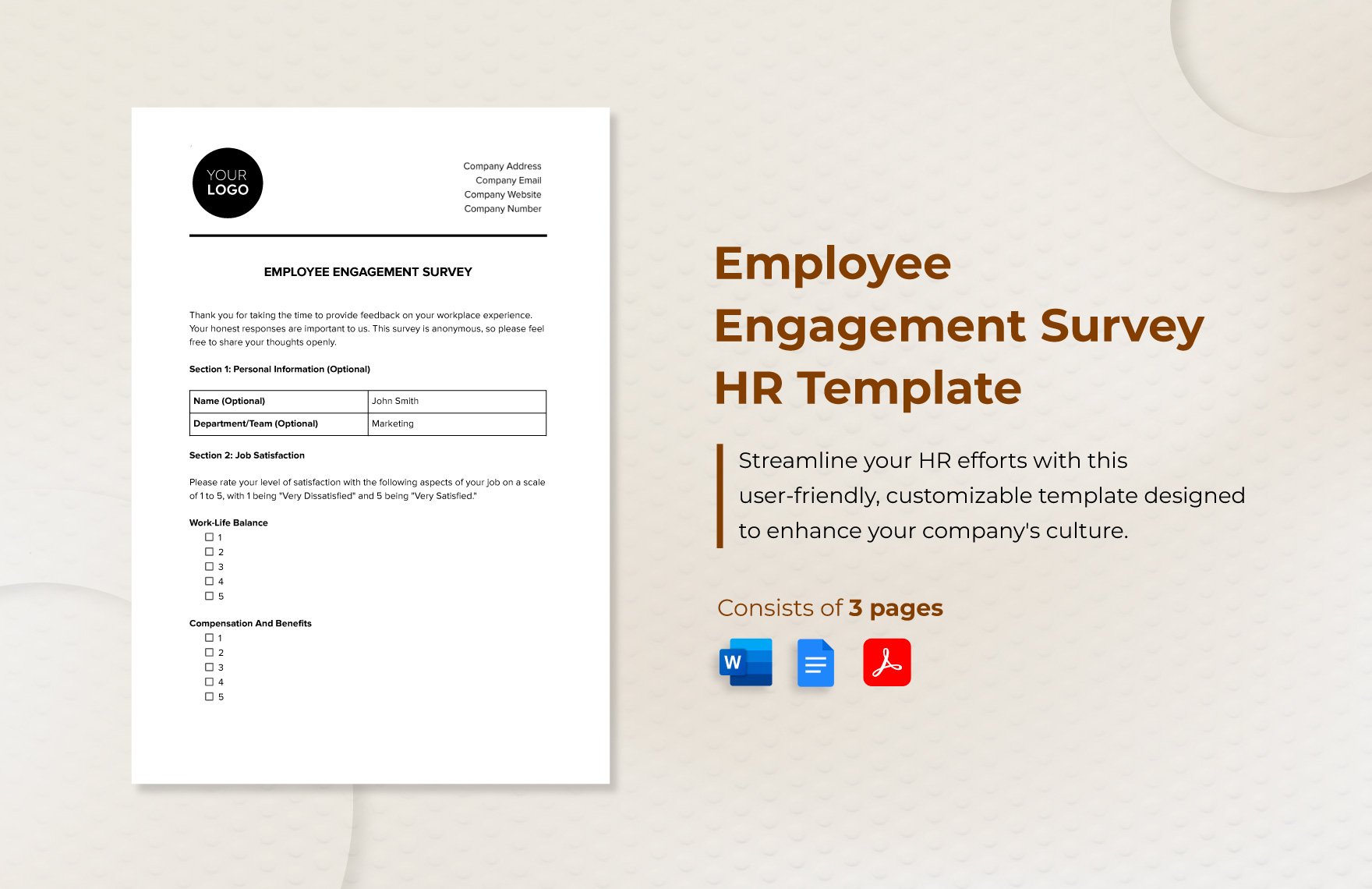 Employee Engagement Survey HR Template