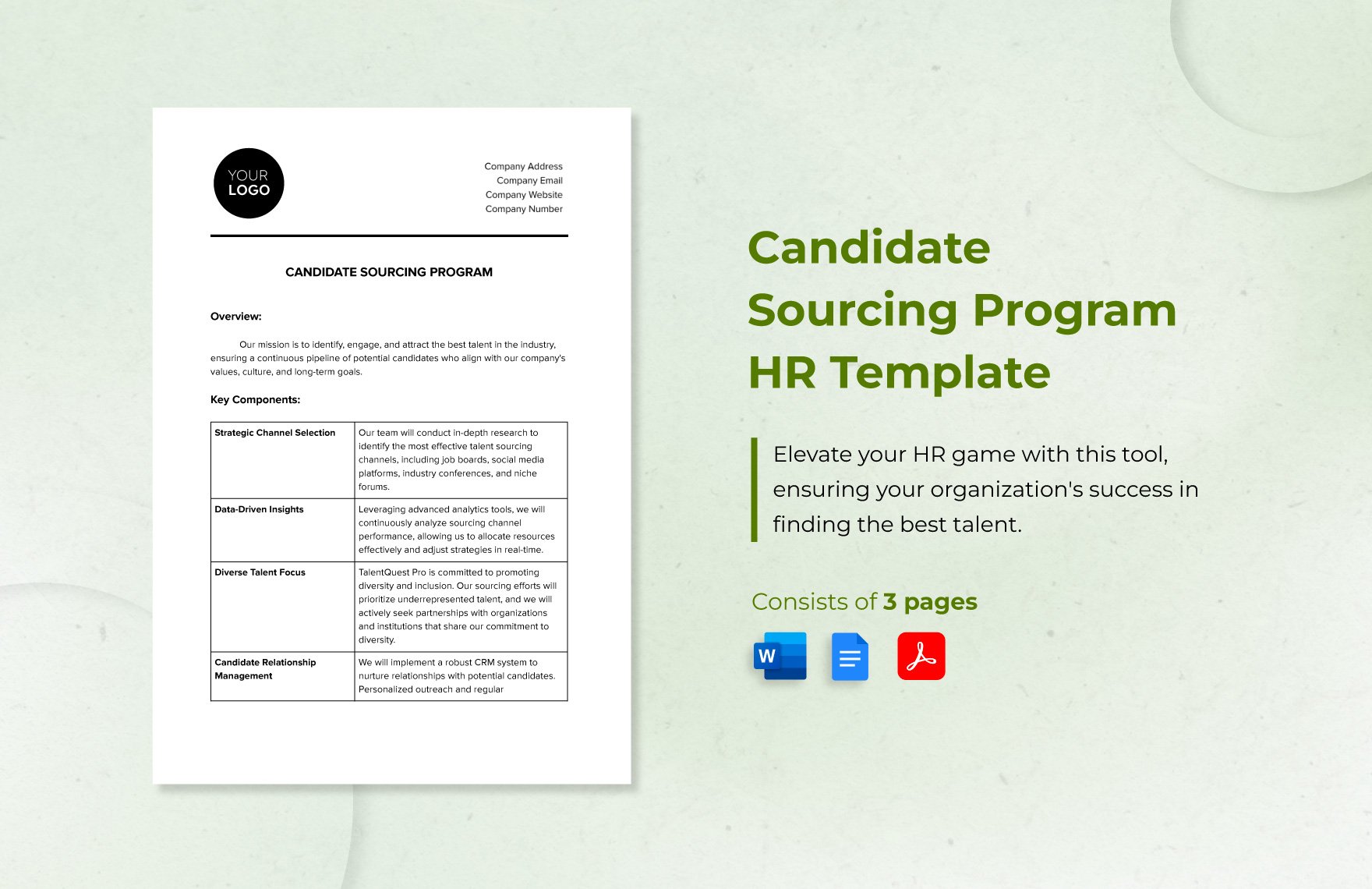 Candidate Sourcing Program HR Template in Word, Google Docs, PDF