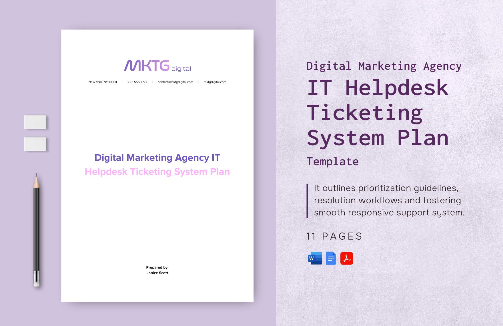 Digital Marketing Agency IT Helpdesk Ticketing System Plan Template