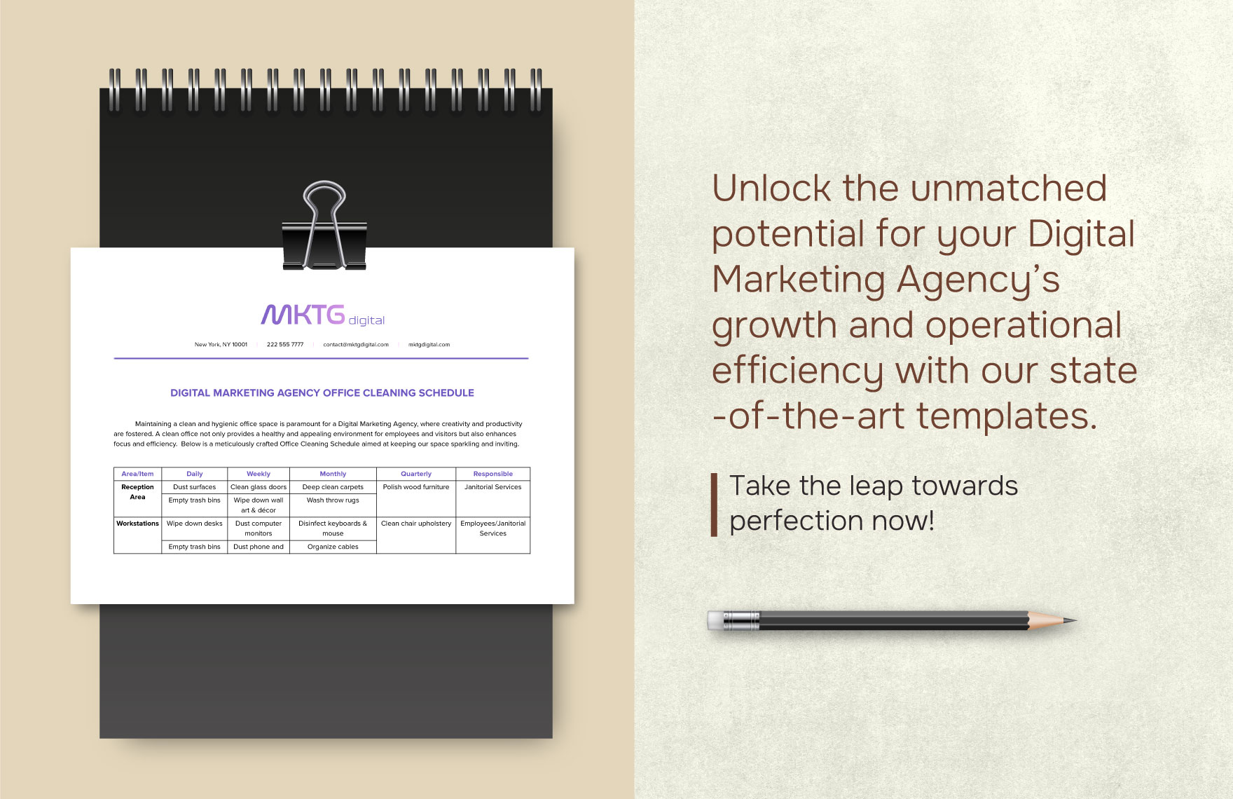 Digital Marketing Agency Office Cleaning Schedule Template
