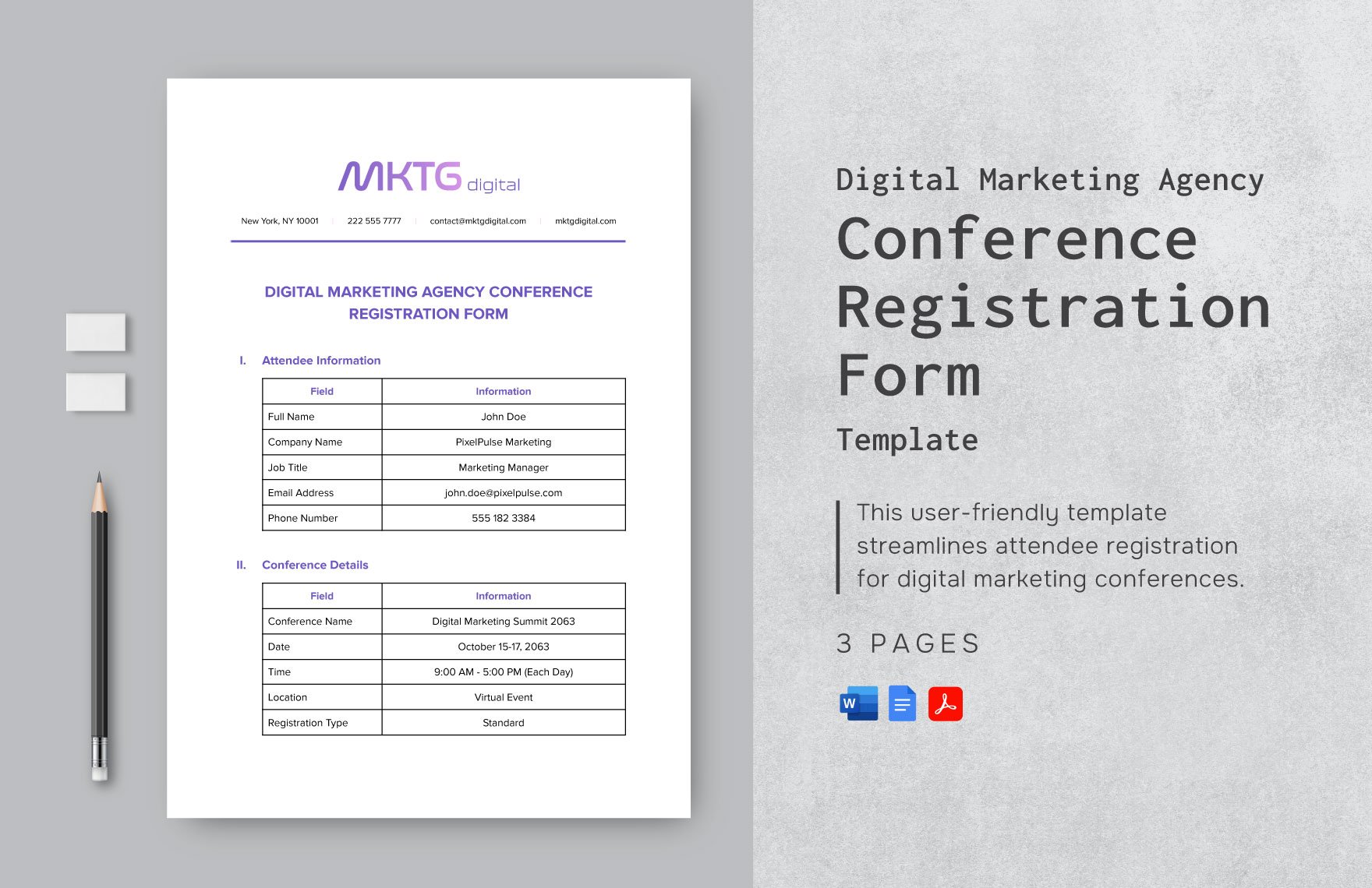 Digital Marketing Agency Conference Registration Form Template