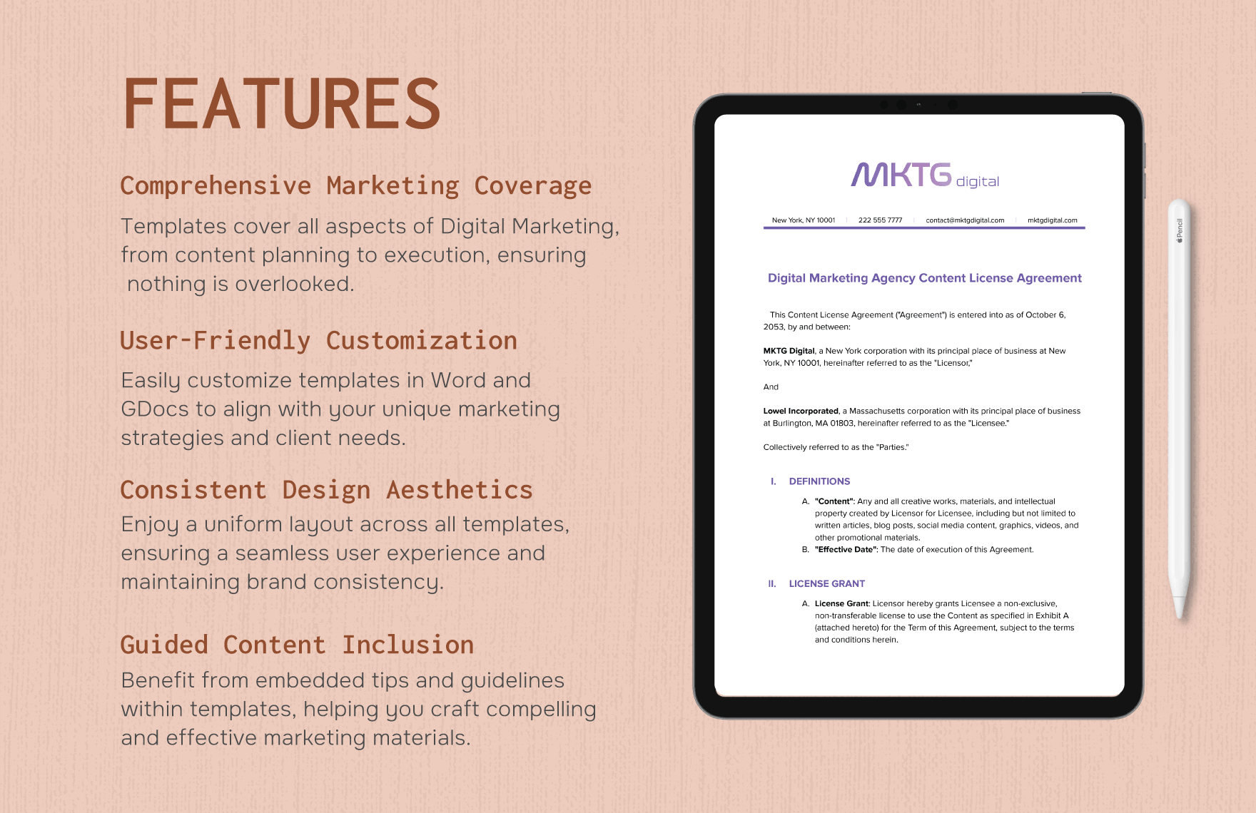 Digital Marketing Agency Content License Agreement Template