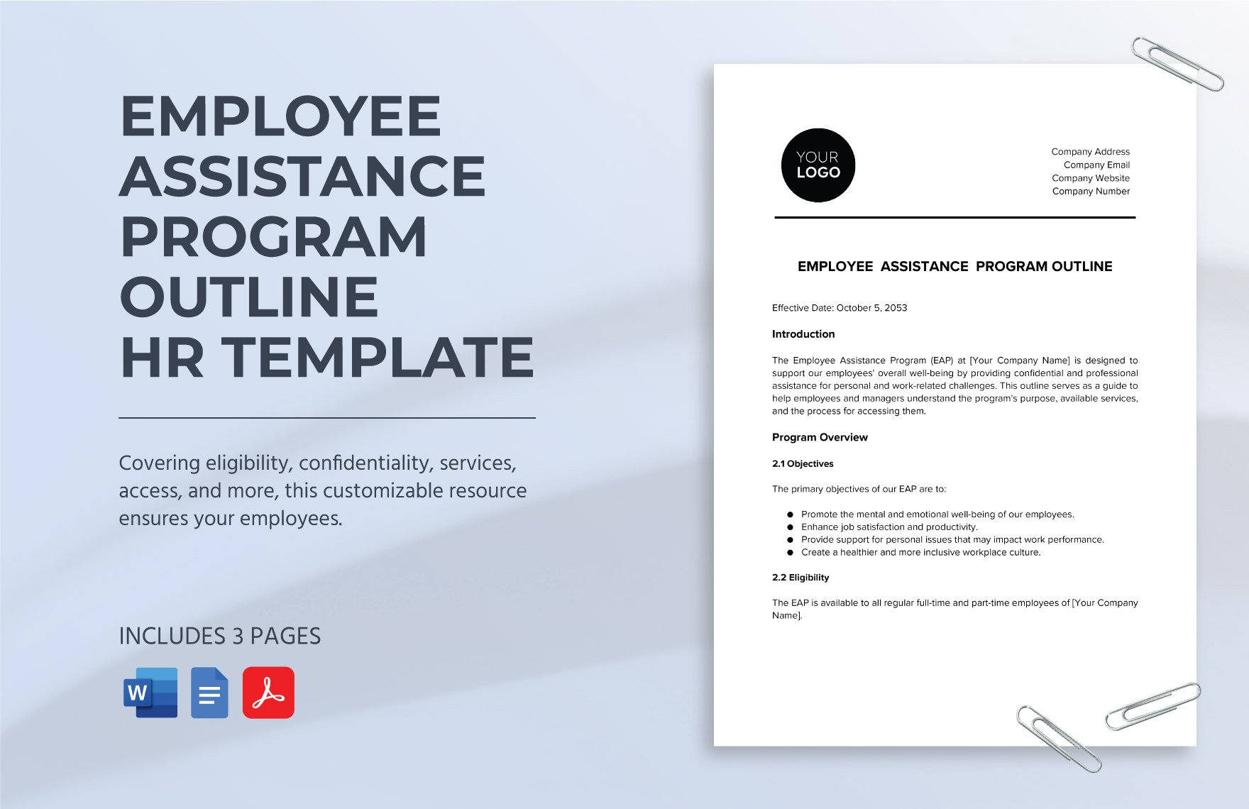 Employee Assistance Program Outline HR Template in Word, Google Docs, PDF