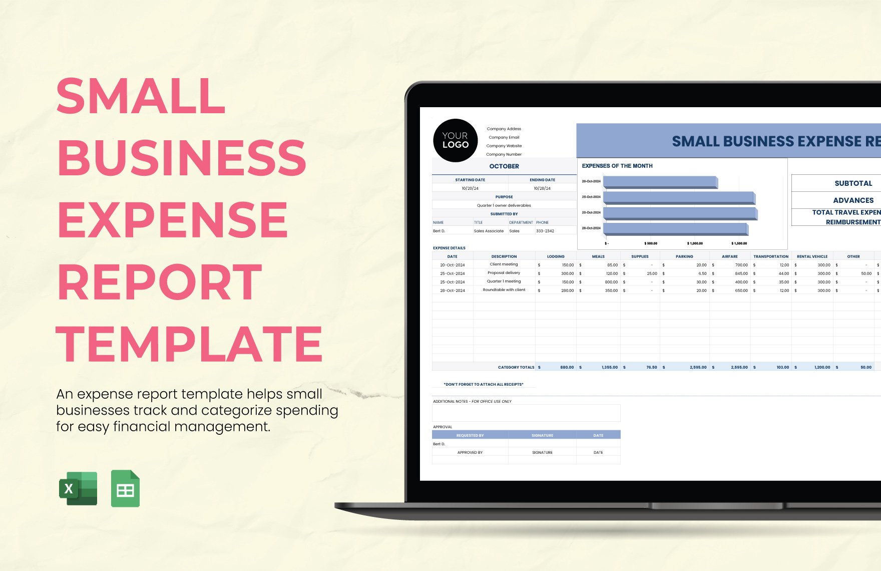Small Business Expense Report Template