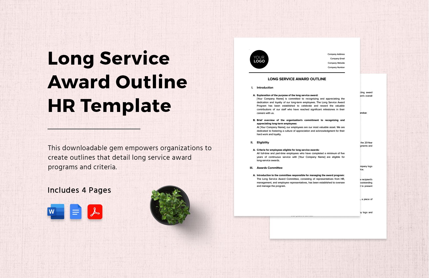 Long Service Award Outline HR Template in Word, Google Docs, PDF