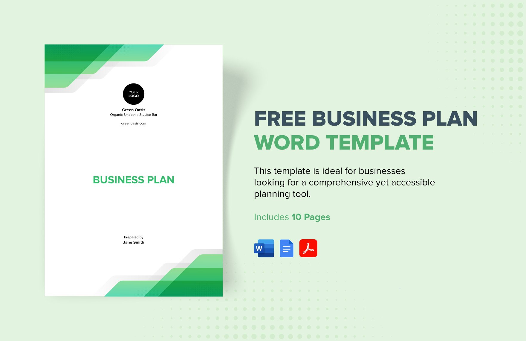 Free Business Plan Word Template in Word, Google Docs, PDF