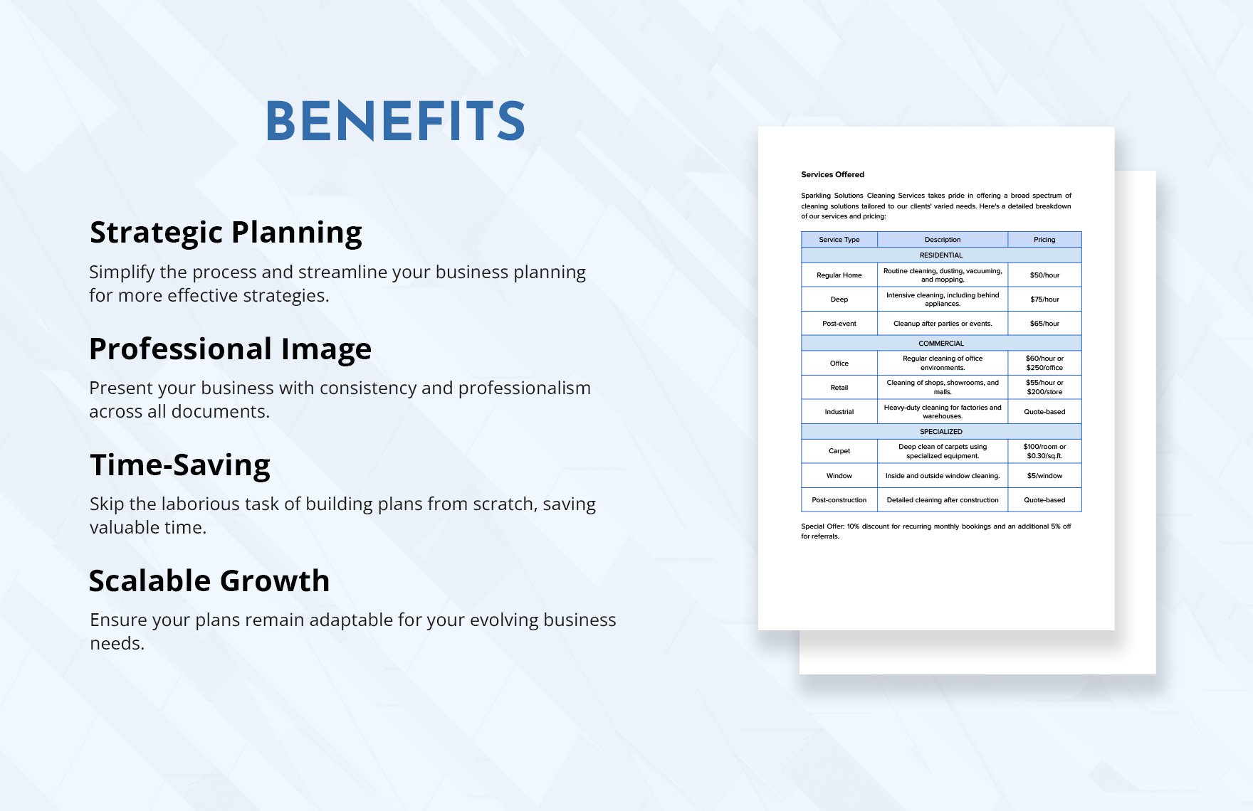 Cleaning Business Plan Template