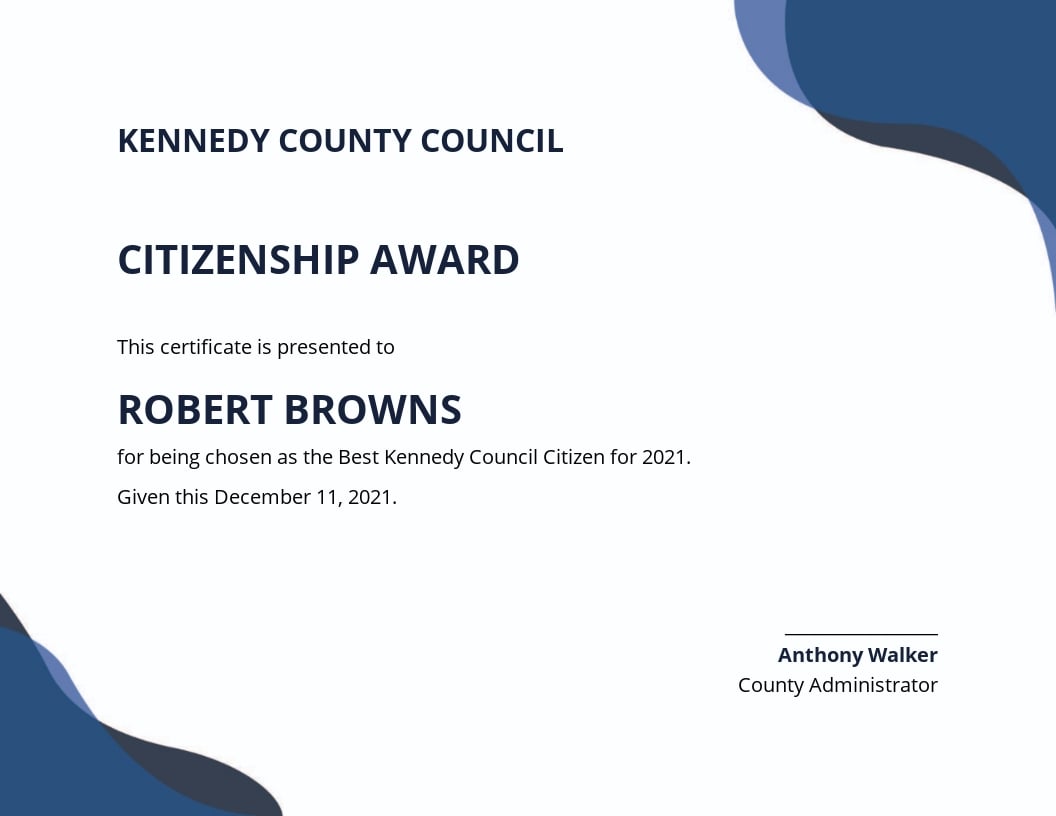 Citizenship Award Certificate Template.jpe