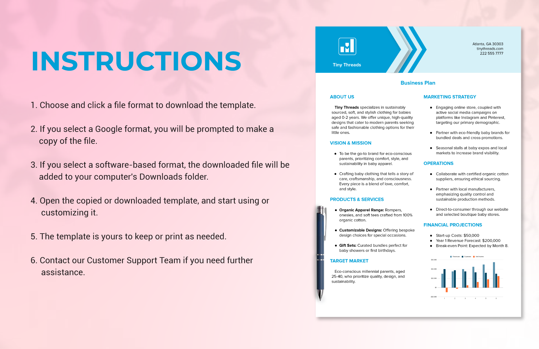 One Page Business Plan Template