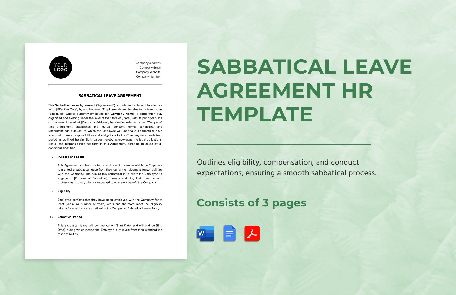 Sabbatical Leave Agreement HR Template