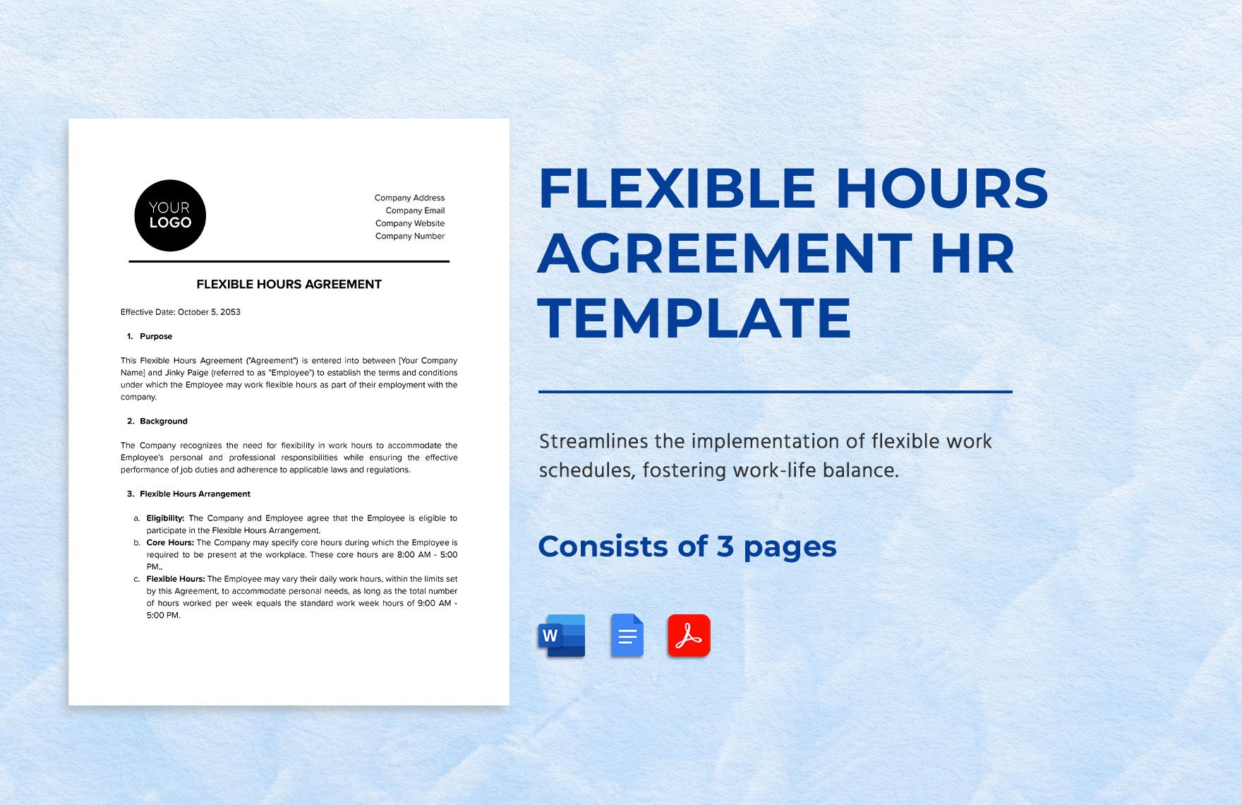 Flexible Hours Agreement HR Template in Word, Google Docs, PDF