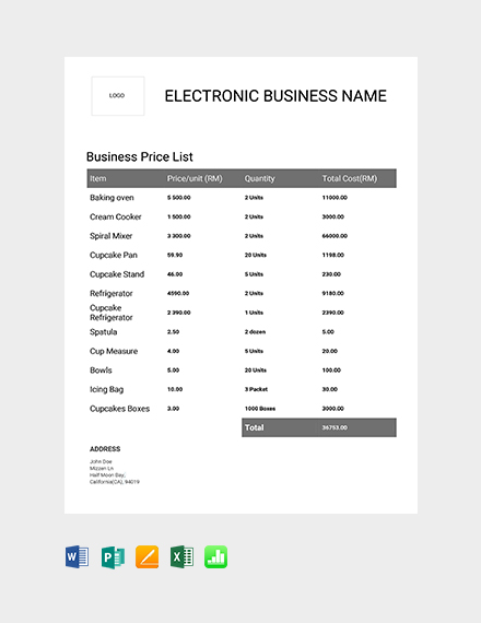 Pricing Sheet Template from images.template.net