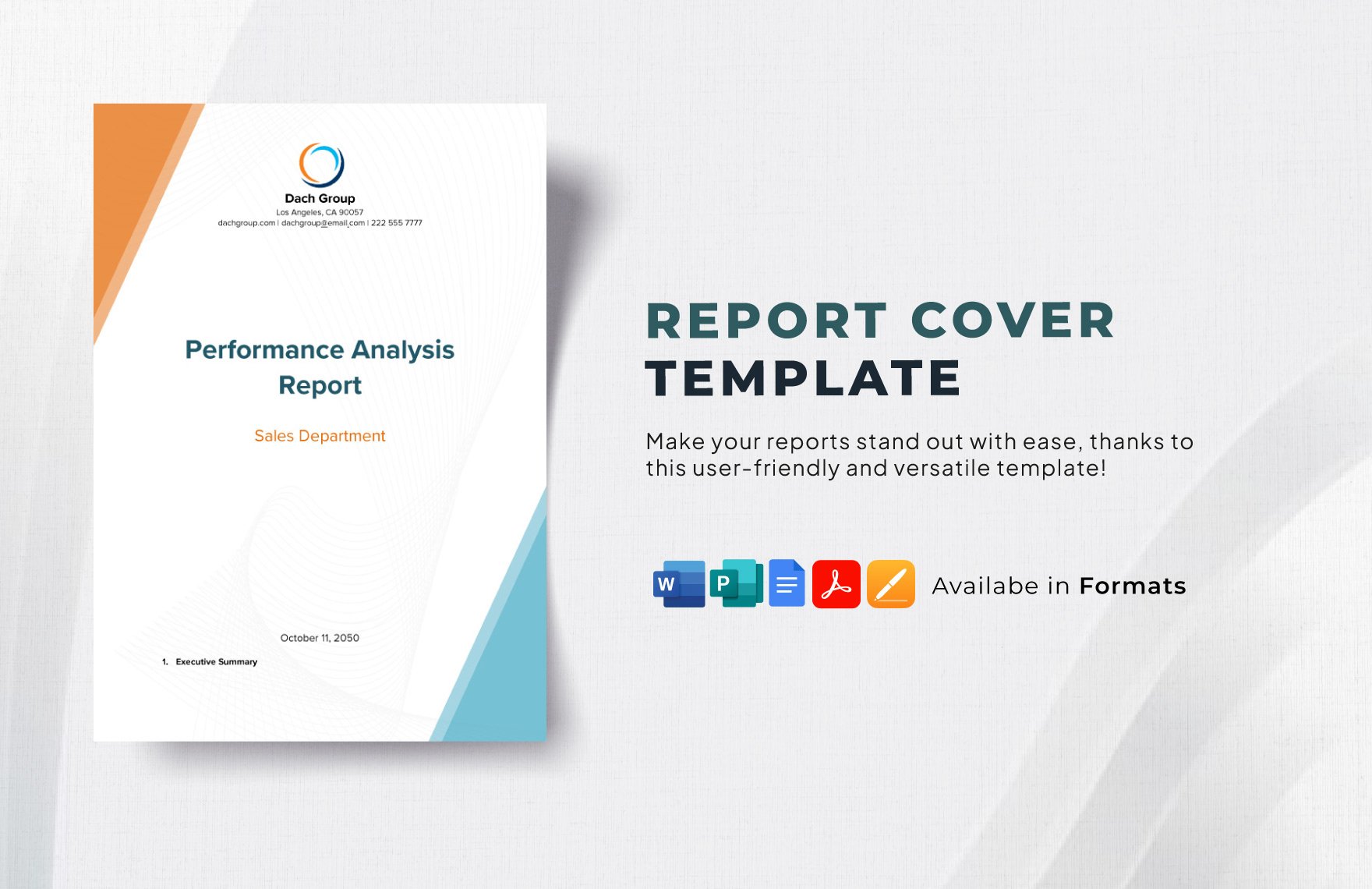 Free Report Cover Template in Word, Google Docs, PDF, Apple Pages, Publisher