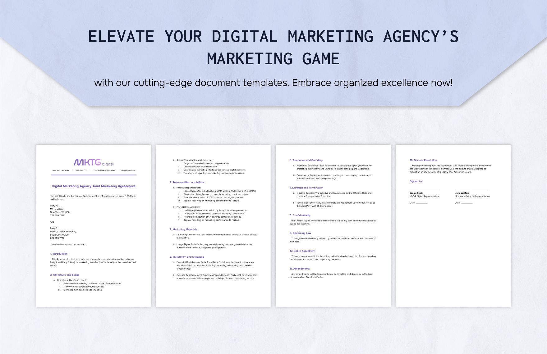 Digital Marketing Agency Joint Marketing Agreement Template