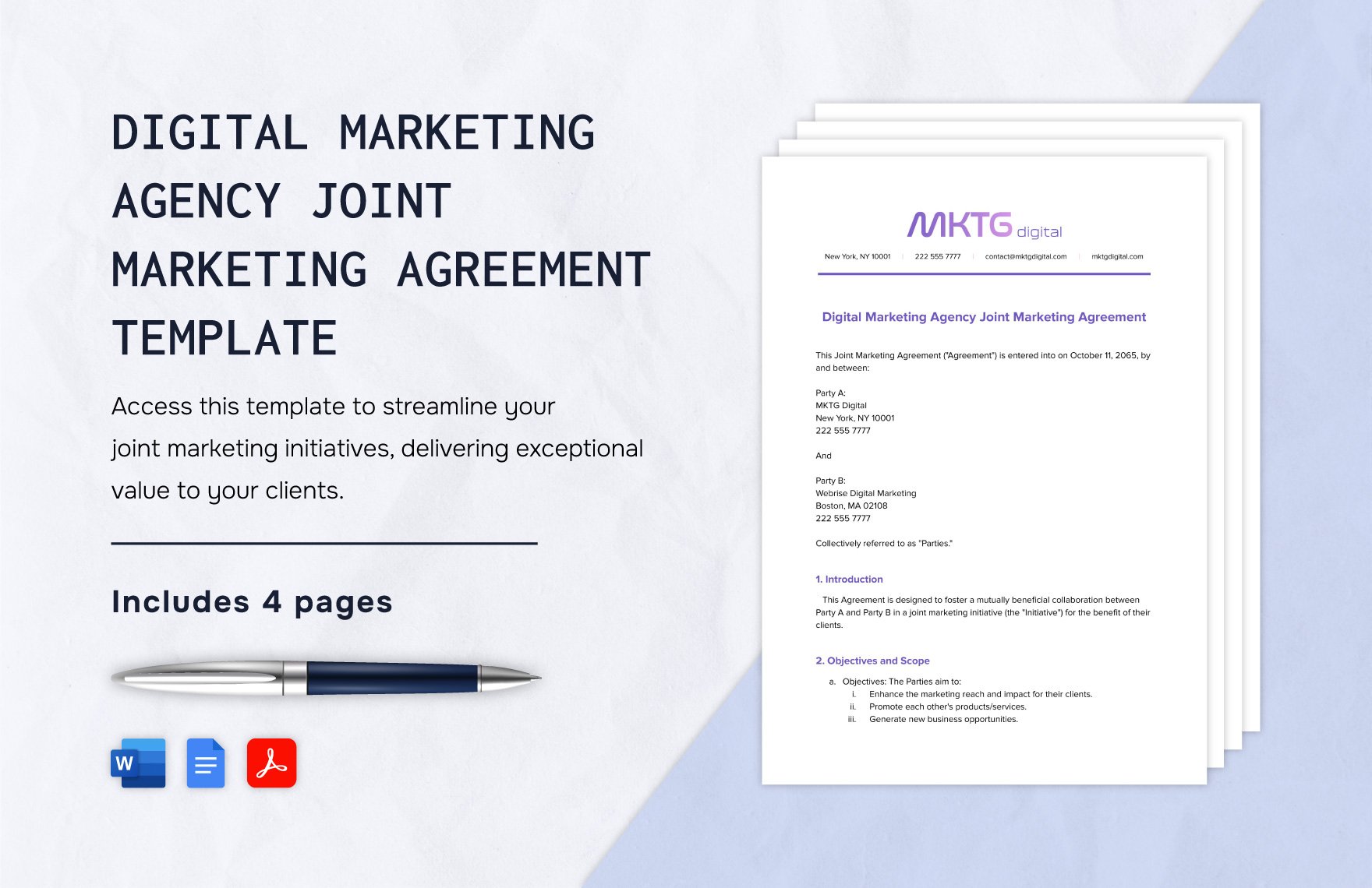 Digital Marketing Agency Joint Marketing Agreement Template