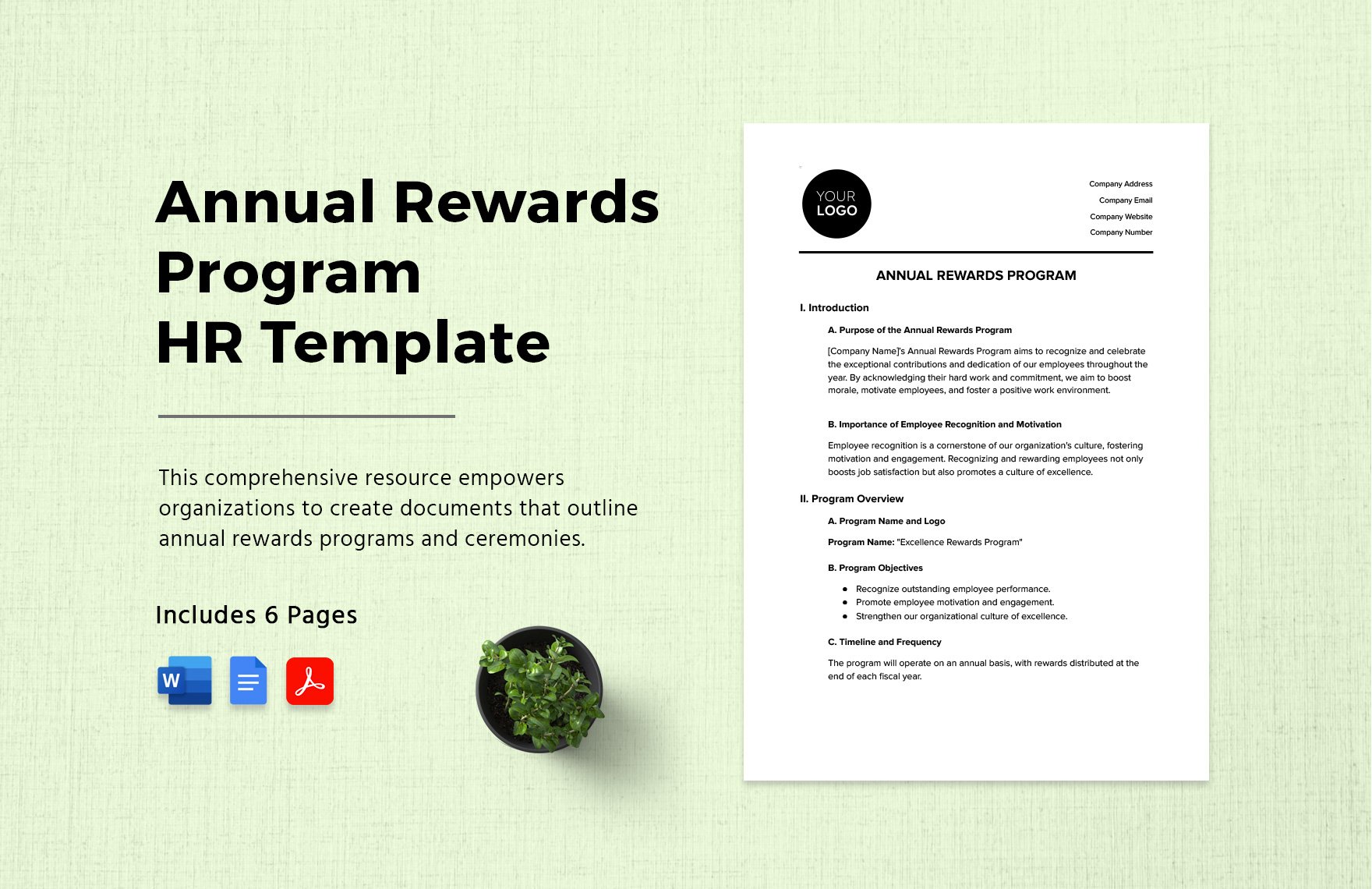 Annual Rewards Program HR Template in Word, Google Docs, PDF