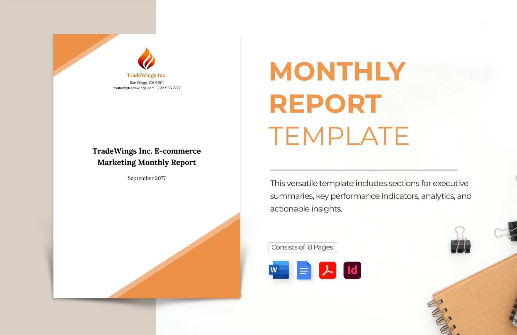 Monthly Report Template in Word, Google Docs, PDF, InDesign
